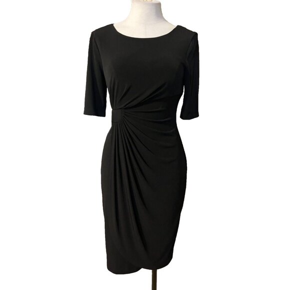 Connected Dress 4 Black Short Sleeve Stretch Sheath Washable Career Church NWT - Picture 1 of 10
